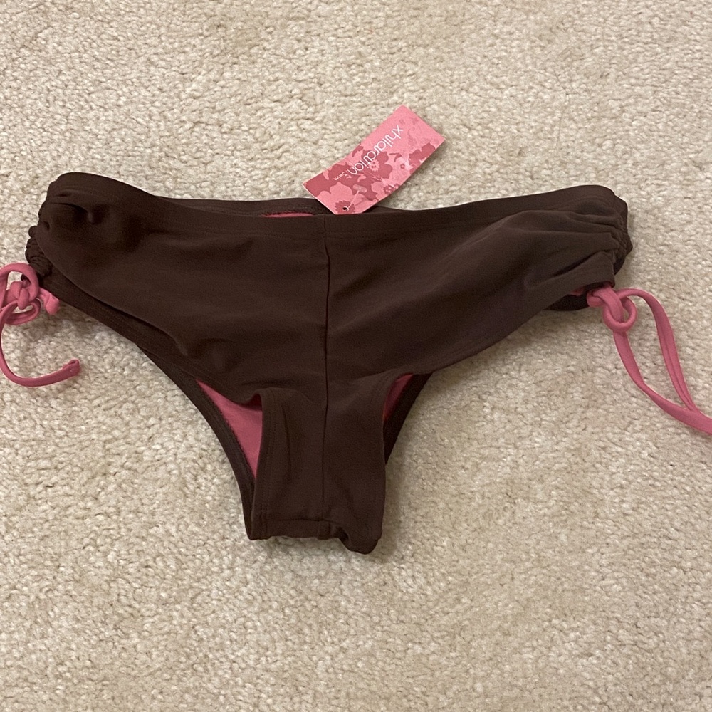 Xhilaration ruched side tie cheeky bikini bottom.
